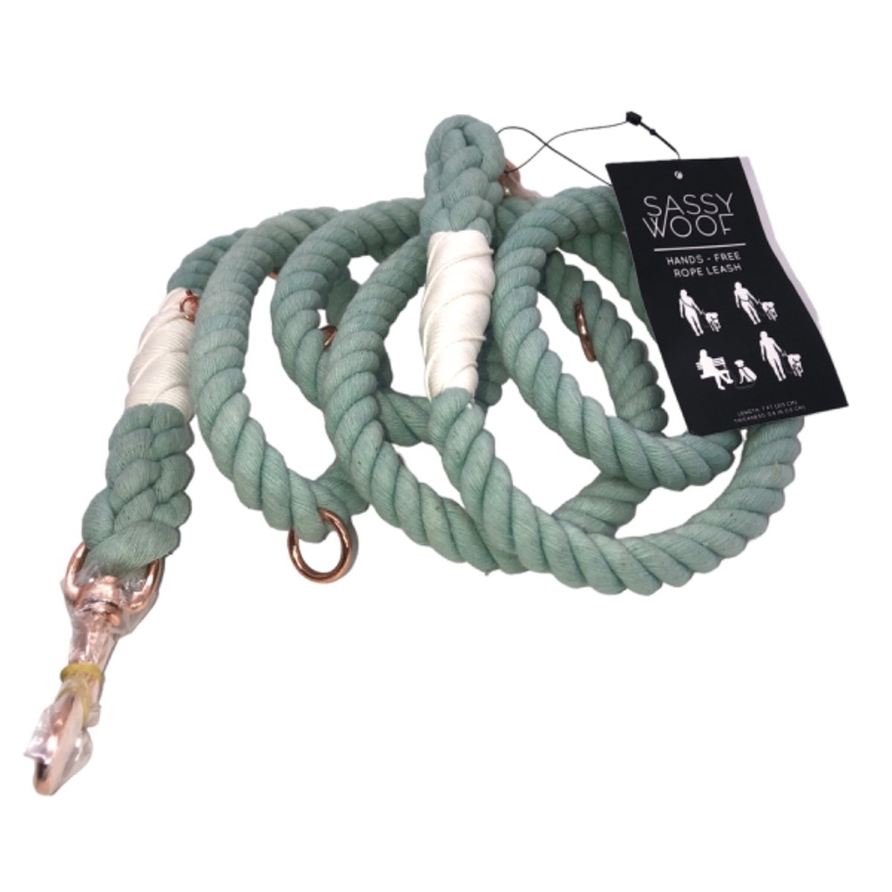 DOG ROPE LEASH Sassy Woof Hands-Free Rope Cord Leash 7ft